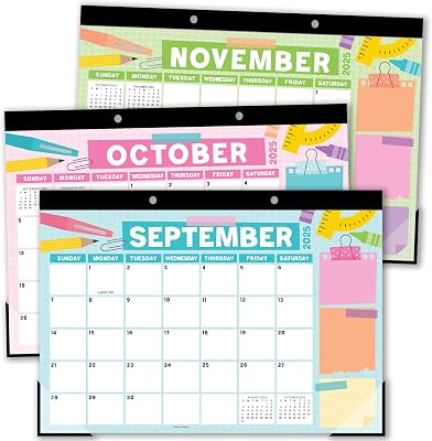 Hadley Designs Teacher Desk Calendar 2025-2026 – 18-Month Desktop Calendar for Home, Office & Classroom Organization, Ideal for Academic School Year Planning School Pastel