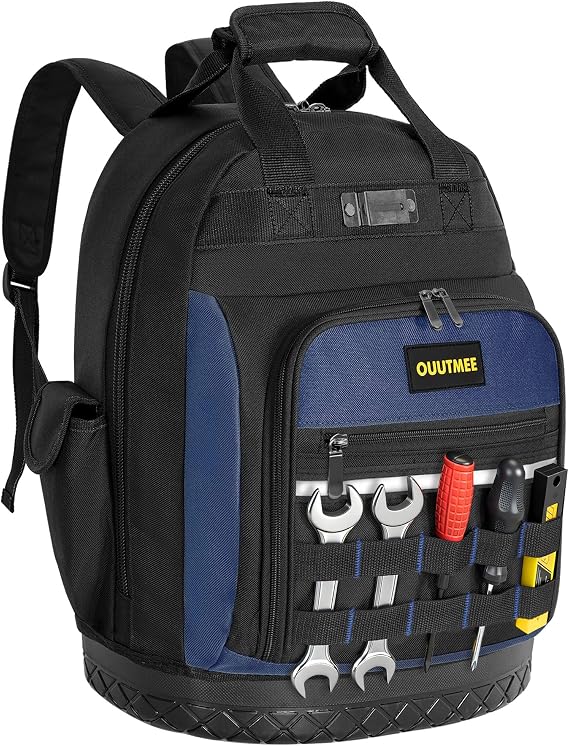 Tool Backpack, Electrician Backpack with Multi-Use Pockets, Heavy Duty Tool Bag with ABS Reinforced Base, Water-Resistant Tool Bag for Electricians & Construction(Blue)