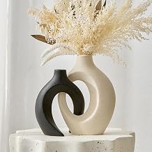 AWNR Ceramic Vase Wedding Decor: Set of 2 Black &amp; White Flower Vases for Modern Home Decor