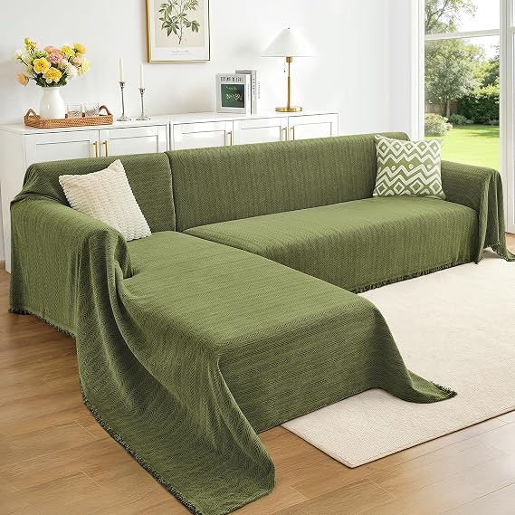 Herringbone Pattern L Shaped Couch Cover for Sectional Sofa, L