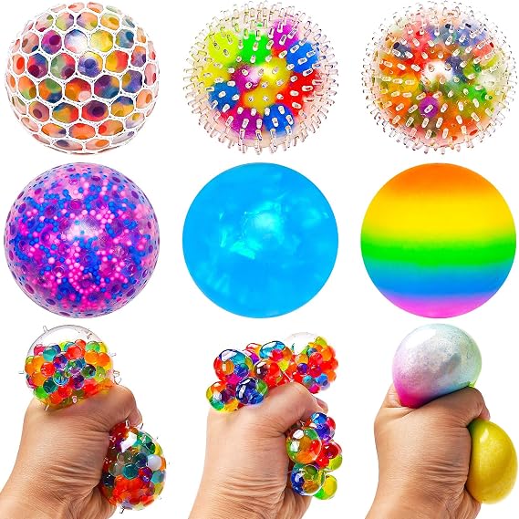 6 Pack Stress Balls for Kids Adults, Colour Changing Sensory Fidget Toys