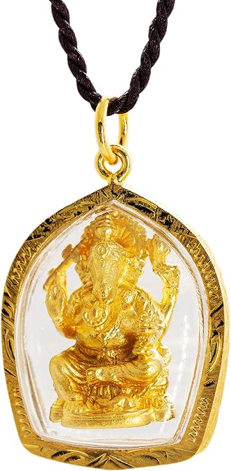 Artschatz Golden Ganesh Ekadanta Ganapati - Om Symbol - Amulet Hindu Pendant