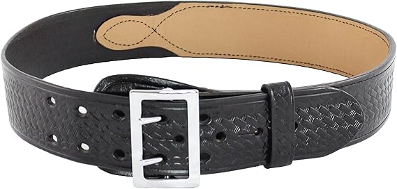 First Class Leather Sam Browne Police, Sheriff, and Security Leather-Lined, 2.25" Width Plain and Basketweave Duty Belt