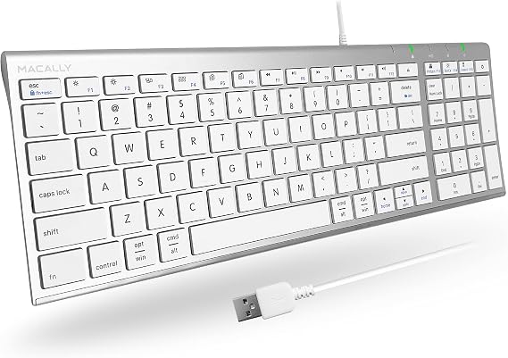Macally Wired Keyboard for Mac, Compatible Apple Keyboard with Numeric Keypad - Slim, Space-Saving Design for MacBook Pro/Air Laptop, Mac mini, iMac Replacement