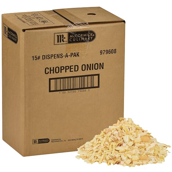 McCormick Culinary Chopped Onion, 15 lb - One 15 Pound Box of Dehydrated Onions Chopped, Best as Fresh Onion Substitute for Hamburgers, Hot Dogs, Salads and More
