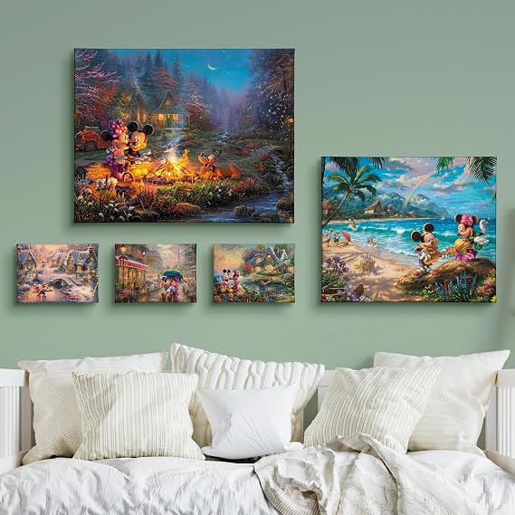 Thomas Kinkade Disney Mickey and Minnie 5-in-1- Gallery Wrapped Canvas Set