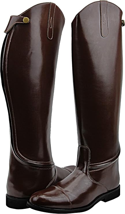 Mens Man Stirling Dress Dressage Boots with Back Zipper Riding English Equestrian Brown