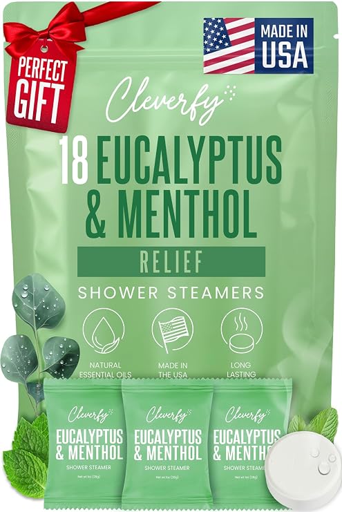 Cleverfy Eucalyptus Shower Steamers, Aromatherapy Gifts for Men, 18 Tablets
