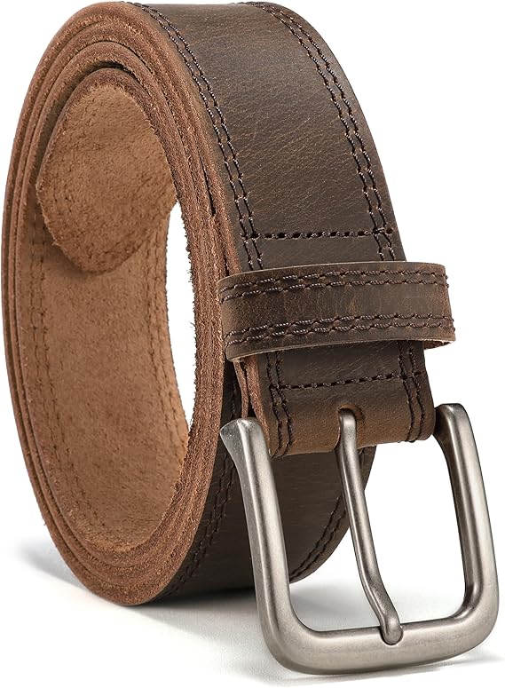 CHAOREN Mens Belts Casual for Jeans - Full-Grain Leather, Durable Cowhide | Solid Buckle, Classic Style, Handmade, Daily Wear, Gift Box