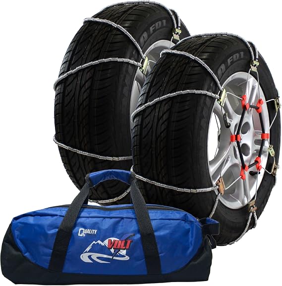 Volt Premium Cable Tire Chains For Passenger Vehicles, Diagonal Cross Cable Design, Sold As A Pair (QV311)