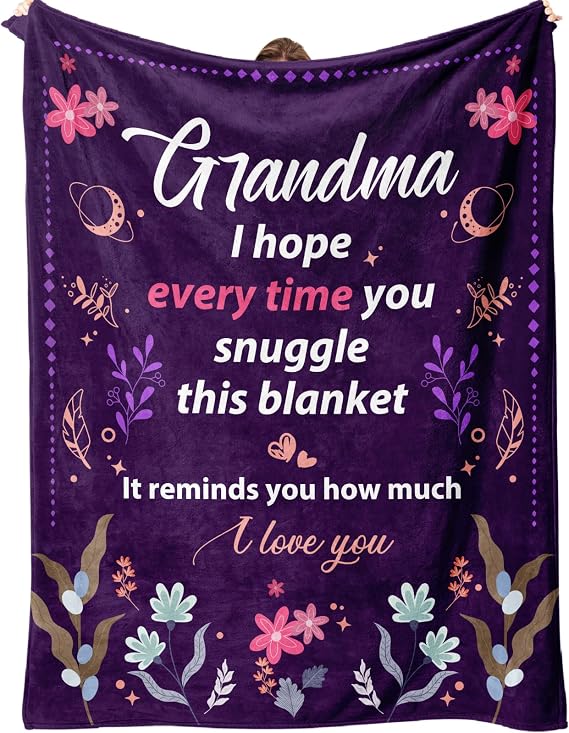 Grandma Gifts Blanket - Unique Birthday Gifts for My Dear Grandma, Nana Gift on Mother's Day Christmas - Soft Throw Blanket Present 60" x 50