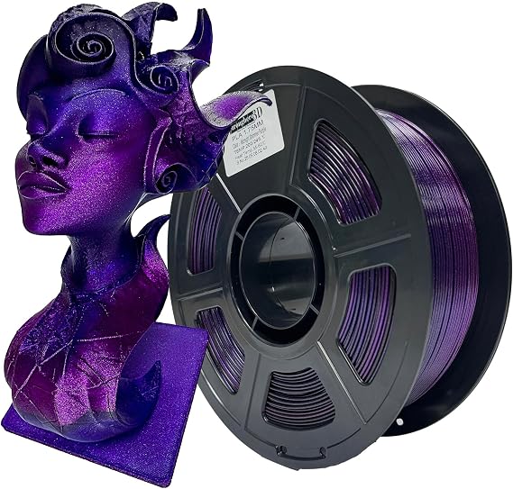 PLA 3D Printer Filament 1.75mm, Glitter,Galaxy,Purple,Midnight Shimmer,Net Weight 1kg(2.2lbs)