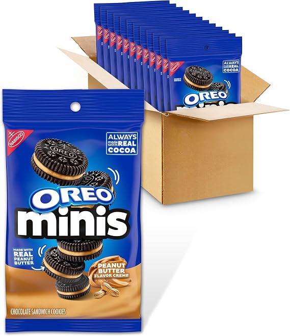 Mini Peanut Butter Chocolate Sandwich Cookies by Oreo, 12x3 oz Packs