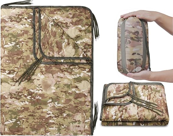 Mirzoyan Woobie Blanket, Military Poncho Liner Camo Insulated Camping Woobie Blanket for Outdoor Hiking (Yellow-cp)
