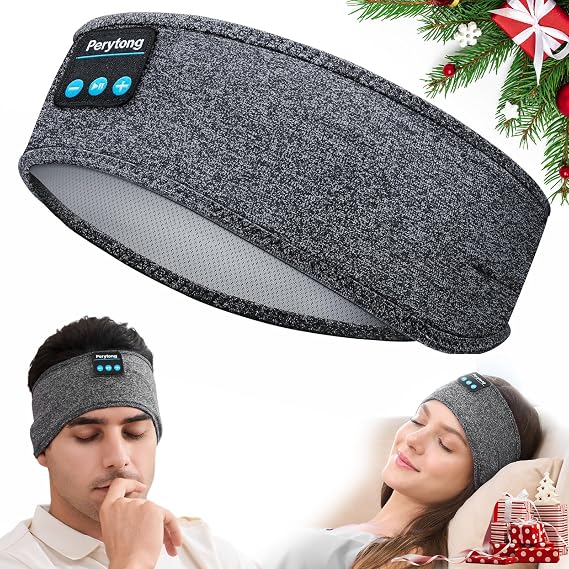 Perytong Sleep Headphones Wireless Headband Stretchable Bluetooth 5.4 Sleep Headband Earphones, Comfy Side Sleeping Earbuds with High Definition Stereo Speakers, Electronics, Gifts for Men Women