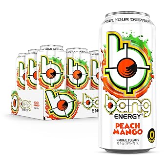 Bang Energy Peach Mango, Sugar-Free Energy Drink, 16-Ounce | Pack of 12