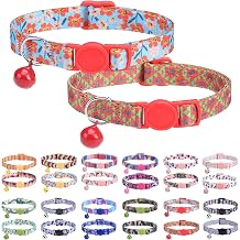 2 Pack Breakaway Cat Collars Personalized with Various Patterns,Classic Safety Buckles and Bells,Adjustable Cat Collar for Cats and Small Pets,Suitable for Cats Boy or Girls