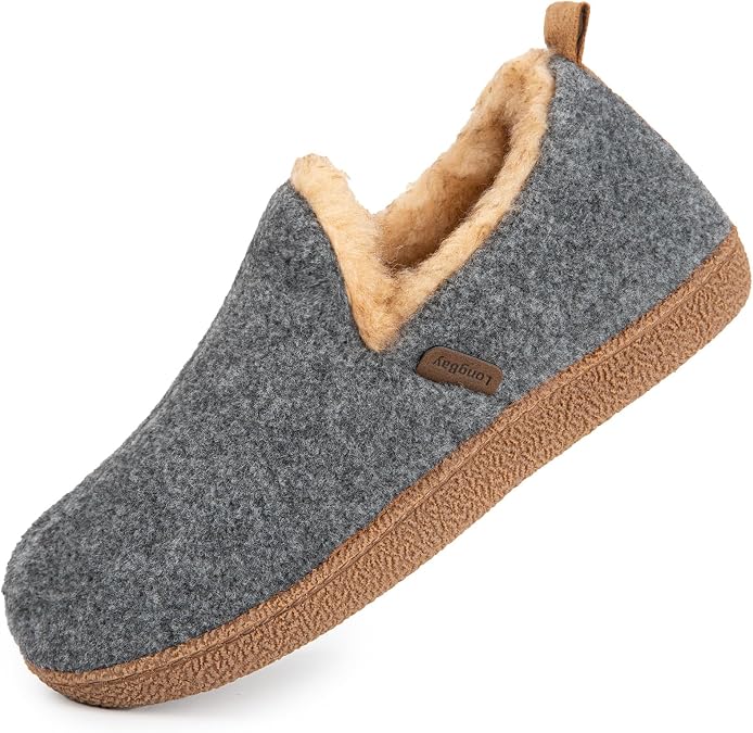LongBay Women's Felt Bootie Slippers Warm Winter Cozy House Shoes Gift