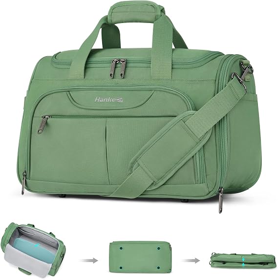 Hanke Small Underseat Carry On Luggage Bags for Travel with 10 Pockets. | Airline Approved Foldable Personal Bag w/ Luggage Sleeve; Tote Duffle & Bento Bag, Flight Attendant Weekender for Men & Women