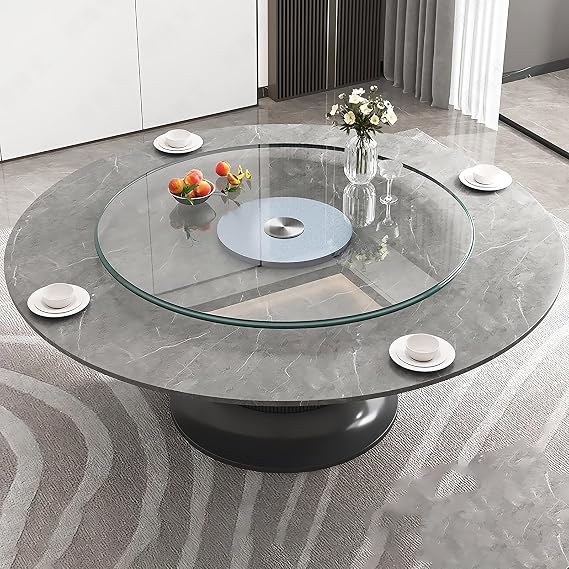 31" Glass Turntable for Dining Table Lazy Susan Turntable Round Tabletop Serving Plate Anti-tilt, Heavy Duty Rotating Tray for Kitchen Party Banquet, Sturdy & Silent(80cm-32in)
