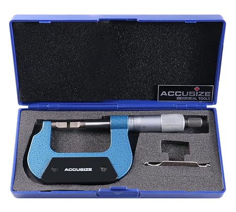 Accusize Industrial Tools 0-1'' by 0.0001'' Resolution Blade Micrometer, 2012-1001 | 0.0001 in Resolution, Non-Rotating Spindle, 0.00015 in Accuracy