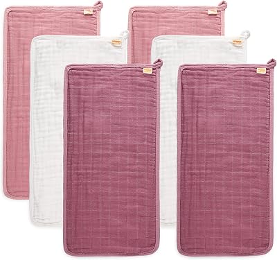 MUKIN Baby Burp Cloths, Soft Cotton Burp Cloth, Burp Rags for Baby Boy, Girl Pink Series