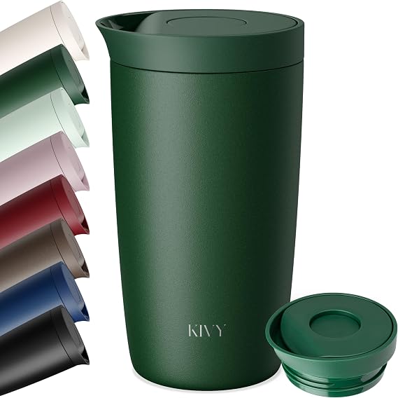 KIVY Thermobecher 350 ml - 6h Heiß 24h Kalt - Spülmaschinenfest -BPA-Frei Auslaufsicher - Für Kaffee Tee & Iced Coffee - Coffee to go Becher - Thermotasse mit Deckel - Isolierbecher - Travel Mug