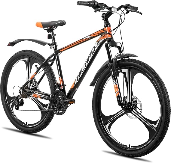 Hiland 26 Inch Mountain Bike for Adults 18 Speed Men Women Mountain Bike Aluminium Frame Bicycle with Double Disc Brake 26 Inch 3 Spoke Wheel MTB Orange