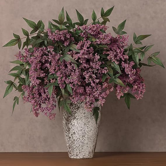 4 Pcs 36" Artificial Nandina Berry Stem, Fake Plant Branches(Dusty Plum) | Extra-Long Size, Realistic Faux Berry Spray, Lifelike Floral Picks, for Vase/DIY Bouquet/Shower/Mantel/Farmhouse/Home Decor