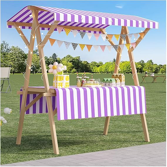 Food vendor Cart Stall Display Stand Commercial Kiosk Stalls Foldable Vendor's Stall for business/Outdoor Street/Farmers Market/Craft Shows(Purple,150cm/59.1in)