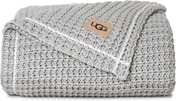 UGG Luna Cotton Throw Blanket, Knit Blanket, 50" x 70", Chambray