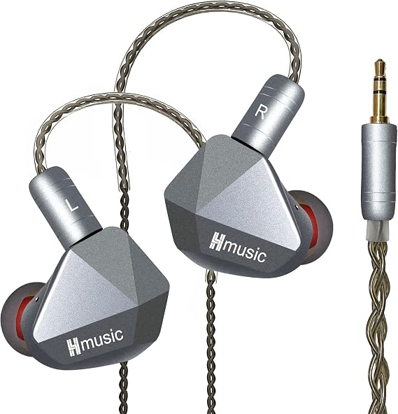 Hmusic IEM Earphones, HiFi Stereo Sound Wired Earbuds with Detachable Cable