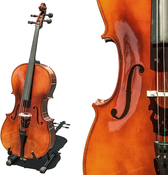 Paititi CE4009SE AVANT-GARDE Ebony Fitted Solid Wood Acoustic Cello with Soft Case, Brazilwood Bow, Rosin and Stopper (1/2)