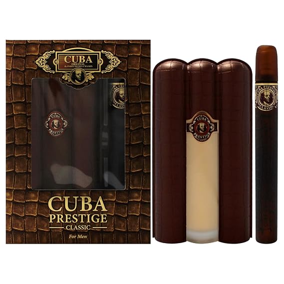 Cuba Prestige Classic by Cuba for Men - 2 Pc Gift Set 3.4oz EDT Spray, 1.17oz EDT Spray