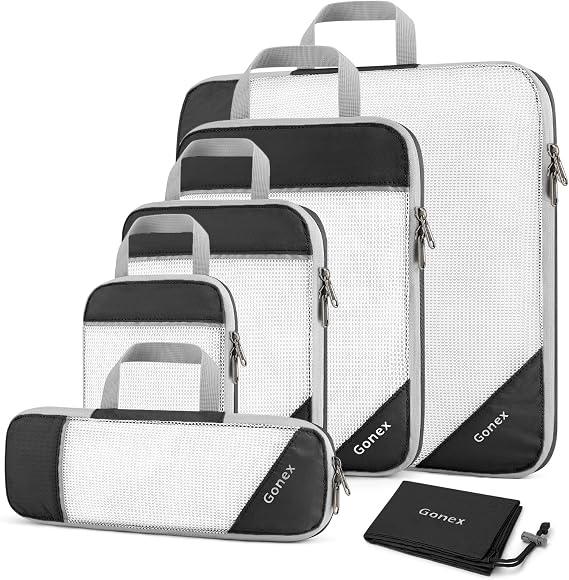 Gonex Compression Packing Cubes for Travel, Mesh Bags Luggage Organizers