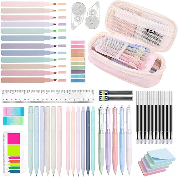 53 PCS Aesthetic School Supplies Stationery Set with Pencil Case