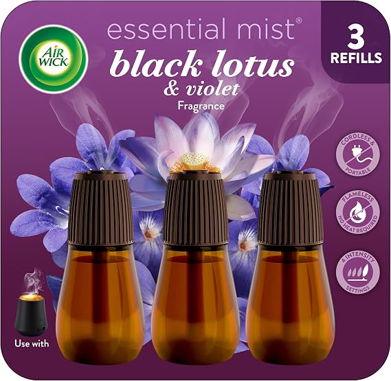 Air Wick Essential Mist Diffuser Refills, Black Lotus& Violet,3 Count