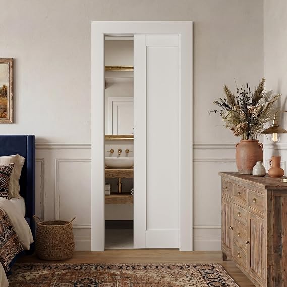 SMARTSTANDARD Pocket Door 28" x 80", Solid Core, with Soft Close Hardware
