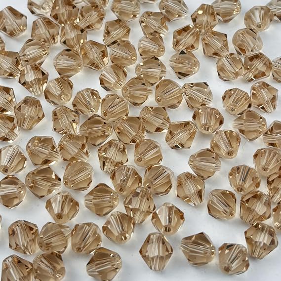 500pcs 3mm Bicone Glass Crystal Beads for Jewelry Making, Faceted Bicone Glass Spacer Beads for Bracelet Earring Necklace DIY Craft(Champagne)