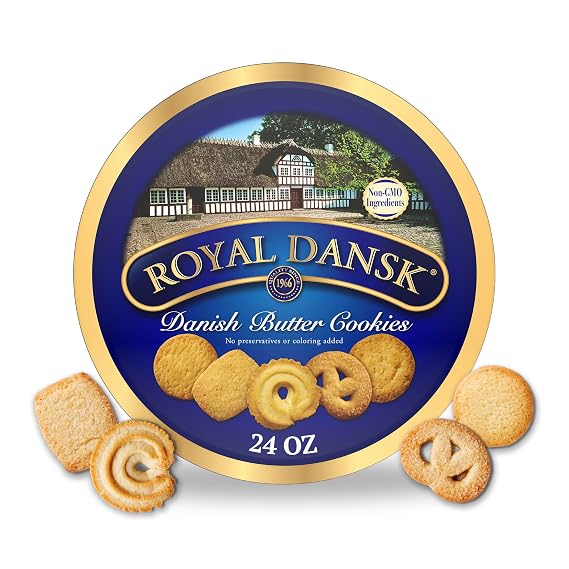 Royal Dansk Butter Cookies, Assorted Snacks Made with Real Butter, 24 Oz