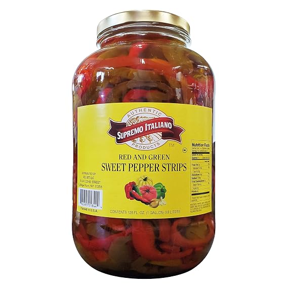 Supremo Italiano Red & Green Sweet Pepper Strips, 128fl.oz (1 Gallon)
