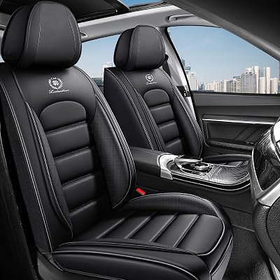 2 Seat Covers for Audi A3 A4 A6 Q3 Q5 Q7 Breathable Car Seat Covers,Anti-Slip Waterproof Car Seat Protectors with Airbag,Automotive Vehicle Cushion with Storage Pockets Standard,Black