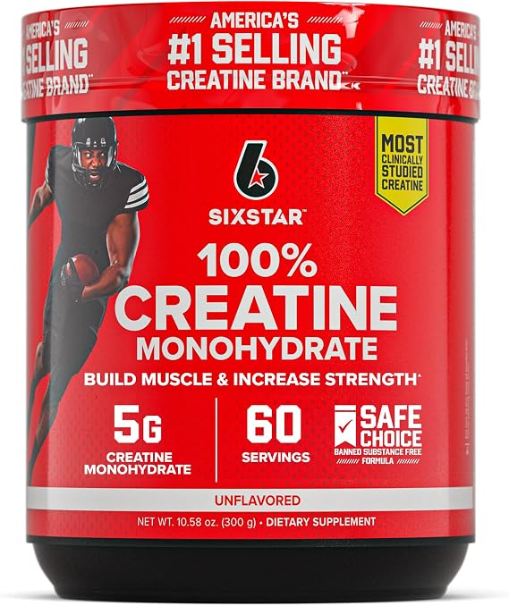 Six Star 100% Creatine Monohydrate Powder for Men & Women, Unflavored