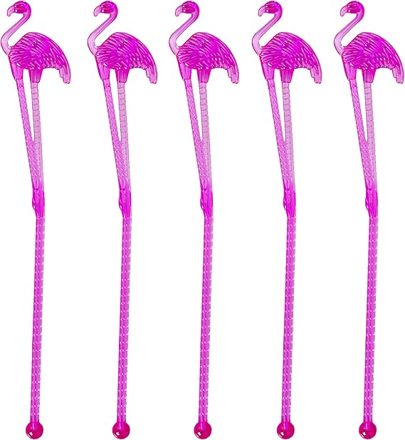 12pcs Tropical Flamingo Plastic Drink 20cm Pink Stirrer Sticks Summer Hawaiian Beach Party Cocktail Drink Swizzle Stir