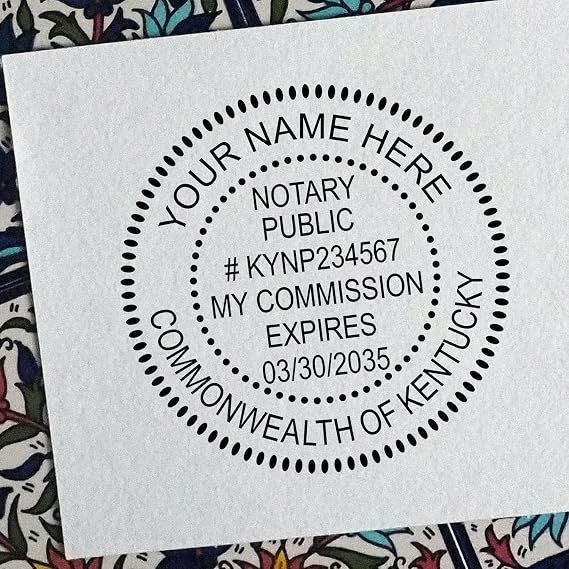 Kentucky Notary Stamp Pre-Inked, Custom 1-5/8 in Round Notary Seal KY