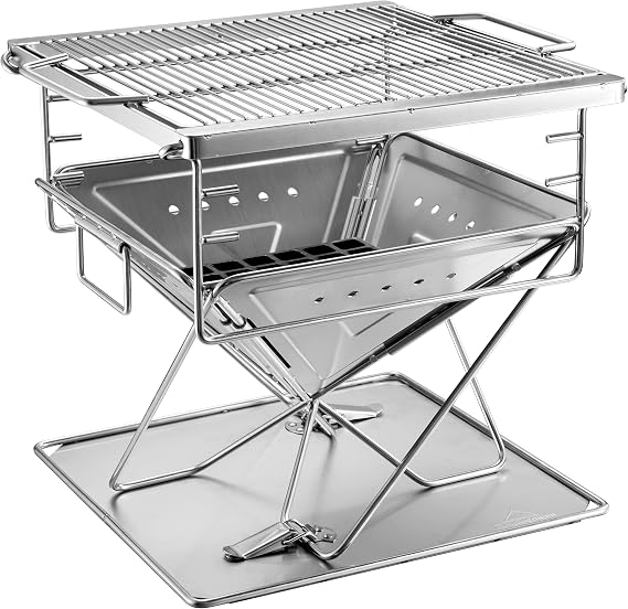 Campingmoon BBQ Grill Fire Pit Foldable Stainless Steel - Medium MT-035