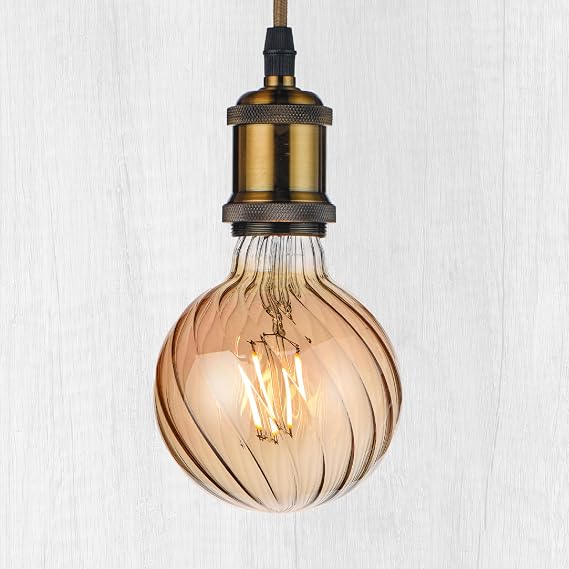 Large Decorative LED Light Bulbs, G30 Amber Glass Diagonal Shape