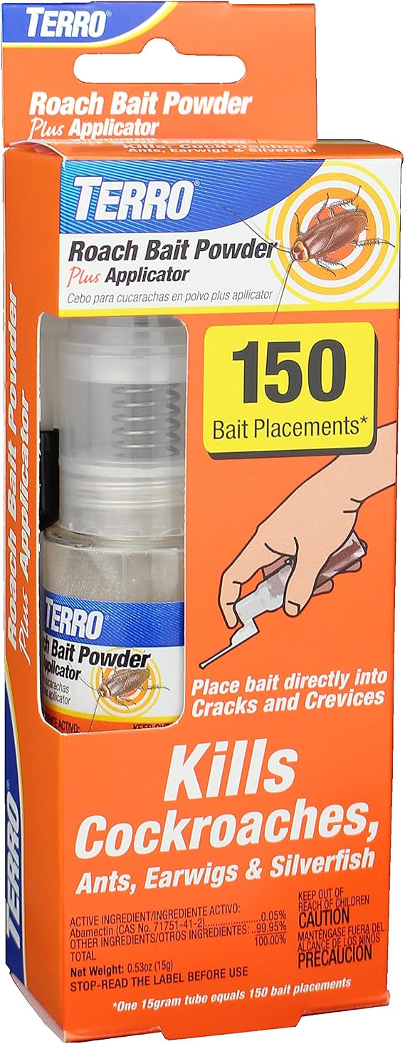 TERRO Roach Bait Powder with Precision Applicator, 0.53 oz Tube