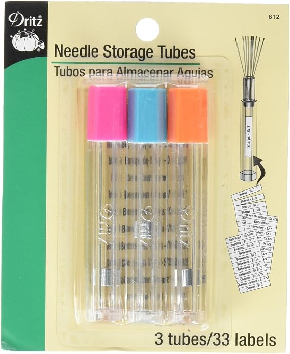 Dritz 812 Needle Storage Tubes (3-Count),Clear