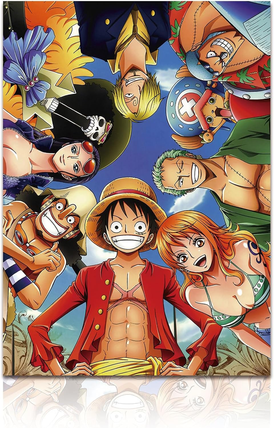 KAIWALK Anime Poster The Straw Hat Pirates Characters Print on Canvas Painting Wall Art for Living Room Decor Boy Gift Unframed, Q-OP 5-1 pcs